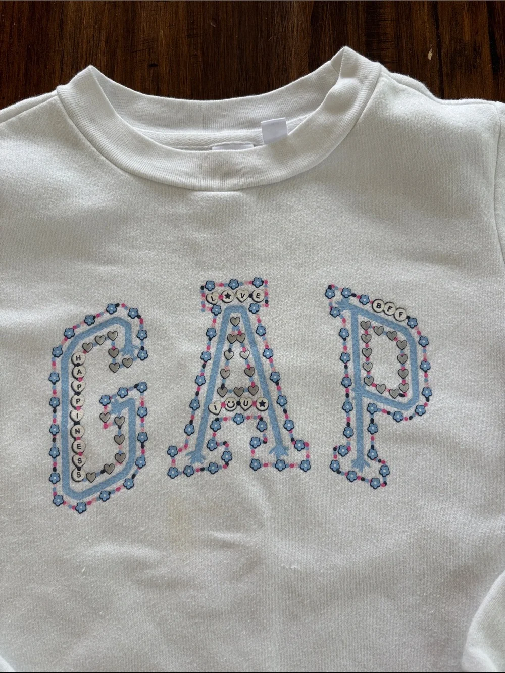 GAP White Sweatshirt with Pink & Blue Logo Floral Detail